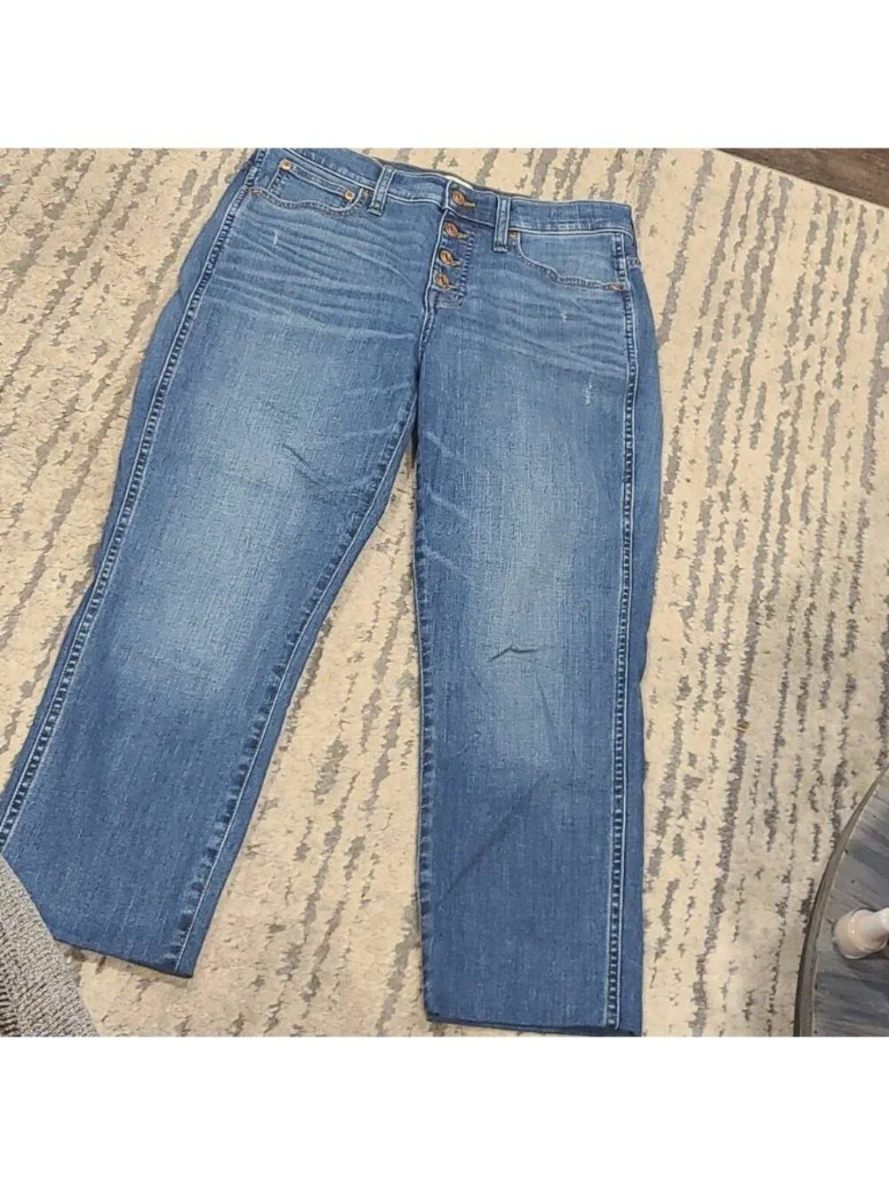 J.Crew high-rise vintage straight leg cropped with gold button fly